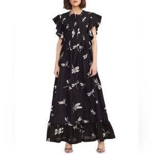 Cynthia Rowley Nairobi Dragonfly Flutter-Sleeve Caftan Dress